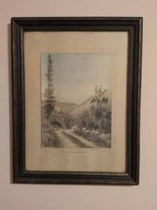 lot 225 image: Twilight in the Mountains by Gibson - Framed Mountain Path Print