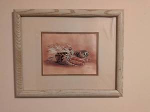 lot 229 image: Native American Pottery Bird Art Print with Frame