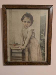 lot 231 image: 1890s Victorian Child Portrait Print in Oak Frame