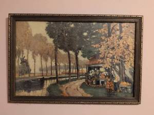 lot 245 image: Autumn Garden Path Oil Painting