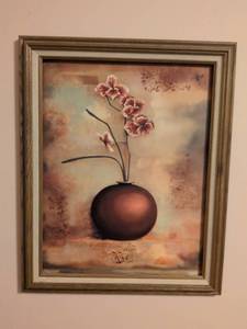 lot 246 image: Cherry Blossom in Brown Vase Wall Art