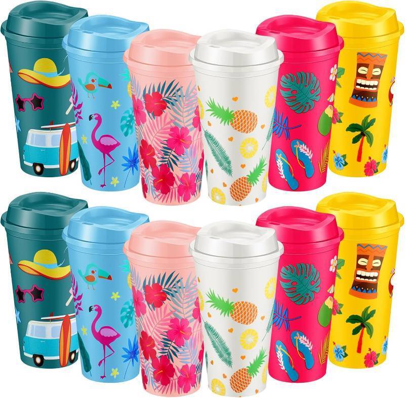 lot 55731 image: Hawaiian Reusable Coffee Cups 16 oz Tumblers