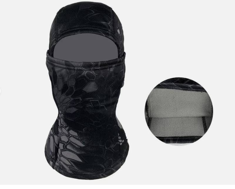 lot 5087 image: Balaclava Tactical Hunting Mask Hood Warm Fleece Lined Waterproof Ski Mask PYTHON CAMO BLACK