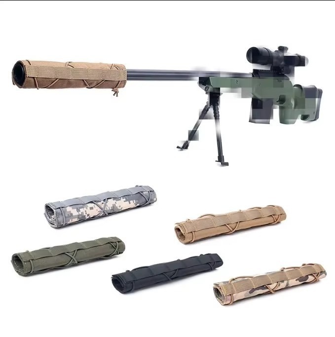 lot 5097 image: Muzzle Cover Tactical Molle Hunting Suppressor Silencer Cover Shooting ACU CAMO