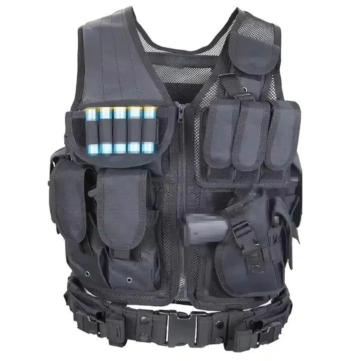lot 6671 image: NEW Tactical Mesh Vest & Breathable Molle pouches fixed Universal Fit Adjustable