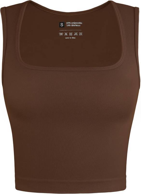 lot 55849 image: NEW OLCHEE Ribbed Crop Tank Top Brown Small