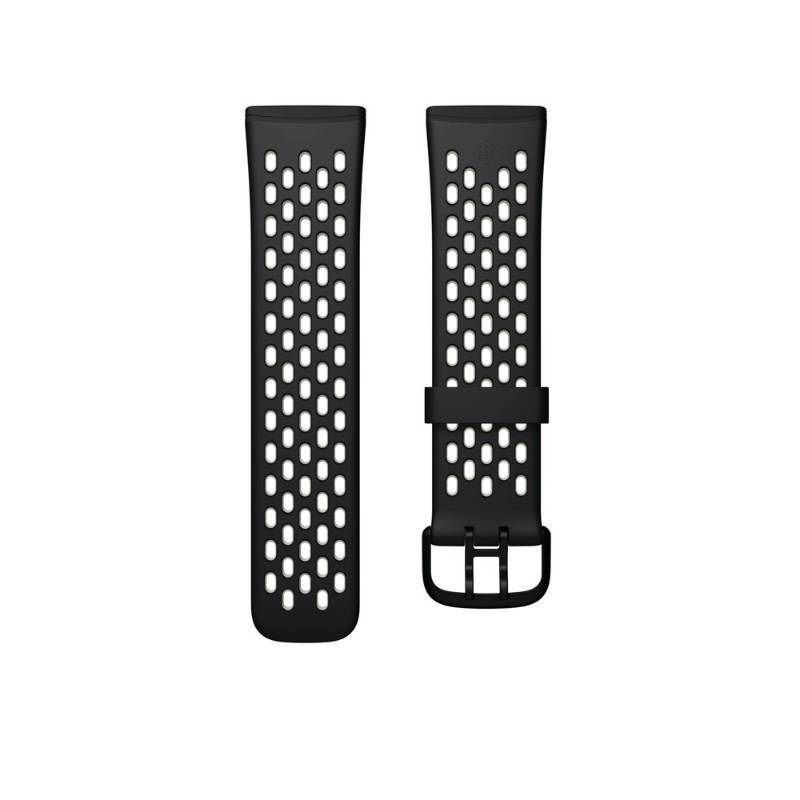 lot 56546 image: Fitbit Versa 3 & Sense Sport Band Small - BlackLunar White