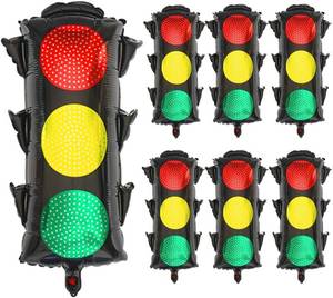 lot 56615 image: 6Pcs Traffic Light Balloons for Kids Birthday Party Decorations,Transportation Big Balloons for Race Car Birthday Party Supplies
