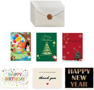lot 56634 image: Greeting Cards 6-Pack Value Set - Multi-Occasion Assorted Designs for Birthday, Thank You, Holiday, Congratulations   Premium Quality with Envelopes