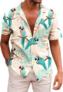 lot 56643 image: KYKU Mens Casual Button-Down Shirts Hawaiian Shirt Short Sleeve Beach Clothes with Pockets