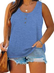 lot 56664 image: DOLNINE Womens-Plus-Size-Tank-Tops Summer Sleeveless T Shirts Casual Button Down Tunic Tee