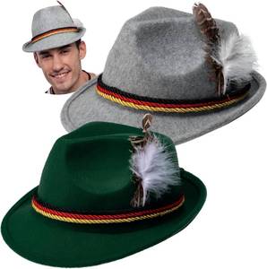 lot 56771 image: Spooktacular Creations Oktoberfest Hats, 2 PCS German Oktoberfest Costume Accessories Set, Green Gray Felt Fedora Retro Hats for Adults Bavarian Alpine Halloween Dress Up, RolePlay Party