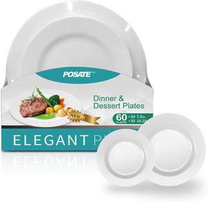 lot 56791 image: POSATE 60PCS White Plates, 10.257.5