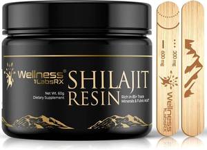 lot 56824 image: Shilajit Resin with Fulvic Acid and Trace Minerals - Gold Grade Shilajit for Men - Chilajit from Gilgit Packed with 85 Minerals, Metabolism and Immune Support - 60g