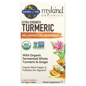 lot 2016 image: MyKind Organics  Extra Strength Turmeric  Inflammatory Response  60 Vegan Tablets  Garden of Life