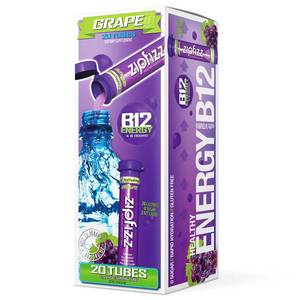 lot 2019 image: Zipfizz Energy Drink Mix  Electrolyte Hydration Powder with B12 and Multi Vitamin  Grape (20 Count)