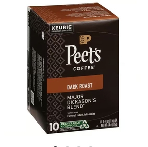 lot 2030 image: Peets Coffee Major Dickasons Blend Dark Roast Coffee K-Cup Pods 10-0.44 oz ea