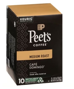 lot 2076 image: Peets Coffee Cafe Domingo Medium Roast Coffee K-Cup Pods 10-0.42 oz ea