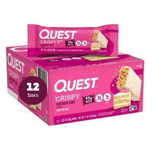 lot 2114 image: Quest Crispy Protein Bar  Birthday Cake Flavor  Low Sugar  12 Count