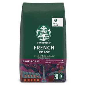 lot 2157 image: Starbucks Whole Bean Coffee, Dark Roast Coffee, French Roast, 100% Arabica, 1 bag (28 oz)