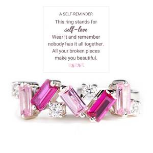 lot 2519 image: Nobody Has It All Together Self Love Ring, S925 Plated with 18K White Gold Irregular Pink Ring, Embrace Your Imperfections, All Your Broken Pieces Make You Beautiful, Gift for Women (8)