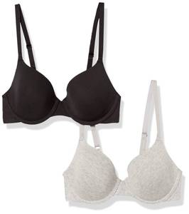 lot 2550 image: Amazon Essentials Womens Underwire T-Shirt Bras, Comfortable, Pack of 2, BlackGrey Heather, 38A