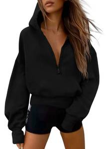 lot 2566 image: PRETTYGARDEN Womens 2026 Fall Hooded Sweatshirts Long Sleeve Half Zip Cropped Hoodies Pullover Winter Fashion Clothes (Style 3-Black,Large)