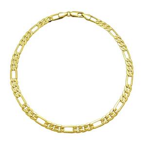 lot 2575 image: BA UNIQUE FASHION Anklet for Women Fits Petite to Plus Size in 8,9,10,11,12 Concave Textured Chain 14K Gold Plated Ankle Bracelet - Made in Korea (GoldConcave Textured Figaro, 8 inches)