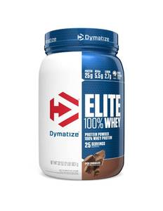 lot 2583 image: Dymatize Elite 100% Whey Protein Powder, Chocolate, 25g of Protein, 5.5g BCAAs, Less Than 140 Cal., Gluten Free, 3g Carb, 2g Sugar, 3g Fat (25 Servings)