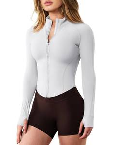 lot 2636 image: GYM RAINBOW Womens Snatched Workout Jackets Lightweight Zip Up Slim Fit Gym Track Athletic Jackets with Thumb Holes(#1 White,Small)