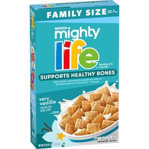 lot 2643 image: Quaker Mighty Life Multigrain Cereal, Very Vanilla, Bone Health Support, 22.3 Oz Family Size