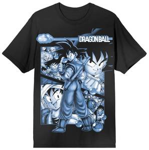lot 2682 image: Dragon Ball Oversize Goku Blue Poster Art Crew Neck Short Sleeve Mens Black T-Shirt-Large