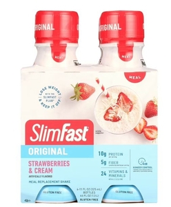 lot 2692 image: Slimfast Original Strawberries & Cream Meal Replacement Shakes, 4 Ct, 11 fl oz