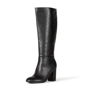 lot 2694 image: Amazon Essentials Womens Tall Boots with Chunky Block Heel, Black Faux Leather, 5 Wide