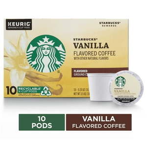 lot 2733 image: Starbucks Vanilla Flavored Coffee K-Cup Pods  Blonde Roast  Coffee Pods for Keurig Brewers  1 Box (10 Pods)