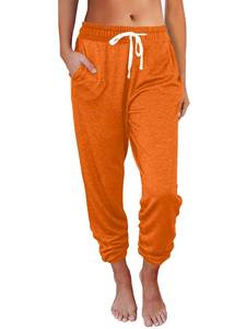 lot 2749 image: AUTOMET Womens High-Waisted Sweatpants with Pockets, Loose Lounge &amp Pajama Pants for Fall, Winter, Spring Yoga Travel Orange L