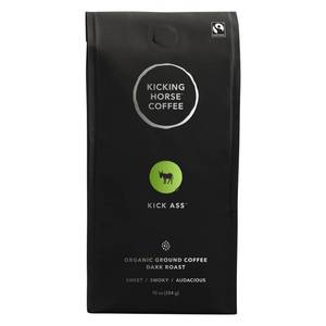 lot 2771 image: Kicking Horse Coffee Kick  Dark Roast Fair Trade Certified Organic Ground Coffee - 10oz