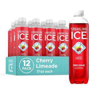 lot 2773 image: Sparkling Ice, Cherry Limeade Sparkling Water, Zero Sugar Flavored Water, with Vitamins and Antioxidants, Low Calorie Beverage, 17 fl oz Bottles (Pack of 12) (EXP 07.09.26)