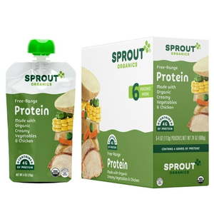 lot 2832 image: Sprout Organics Stage 3 Baby Food  Organic Creamy Vegetables & Chicken  4 oz Pouches (6 Pack)