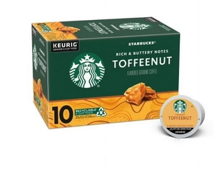 lot 2848 image: Starbucks K-Cup Coffee Pods, Toffeenut Flavored Coffee, Naturally Flavored, 100% Arabica, 1 box (10 pods)