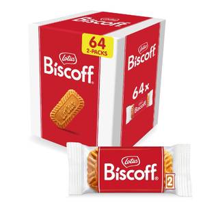 lot 2859 image: Lotus Biscoff Cookies, Caramelized Biscuit Cookie Snack, 128 Cookies, Vegan, (64 Count of 2 Pack)