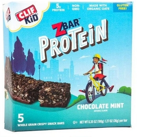 lot 2860 image: 1Clif Kid Zbar - Chocolate Mint - Organic - Whole Grain Snack Bars - Granola Bars - 5ct - 6 boxes