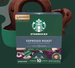 lot 2862 image: Starbucks Espresso Roast Nespresso Vertuo 10 Capsules
