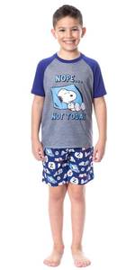 lot 2890 image: INTIMO Peanuts Boys Snoopy Nope Not Today Sleep Pajama Set Short Crewneck (1416) Multicolored