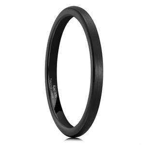 lot 2896 image: King Will 2mm Black Wedding Band for Men Women, Domed Brushed Tungsten Pinky Rings for Men, Comfort Fit, Durable, Size 11
