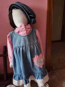 lot 506 image: Handmade Amish Style Doll with Denim Dress