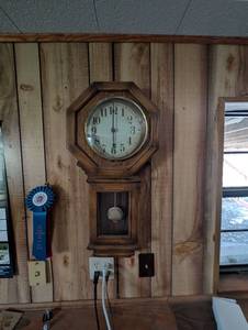 lot 669 image: Octagonal Wood Wall Clock