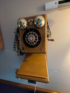 lot 675 image: Wooden Wall Mount Rotary Telephone