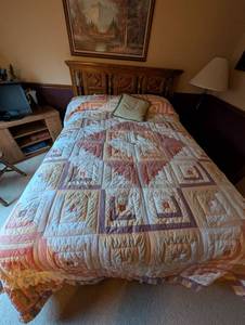 MCM Oak Bedroom Furniture Set with Diamond Pattern including mattress and box spring
