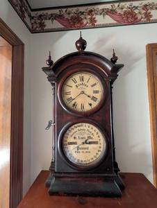lot 695 image: 1876 Fashion Calendar Clock St. Louis